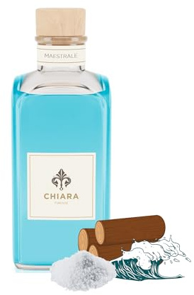 Chiara Firenze Raumduft Maestrale 200 ML Flasche + Stäbchen Made in Italy Salzig - Kiefernholz - Salz