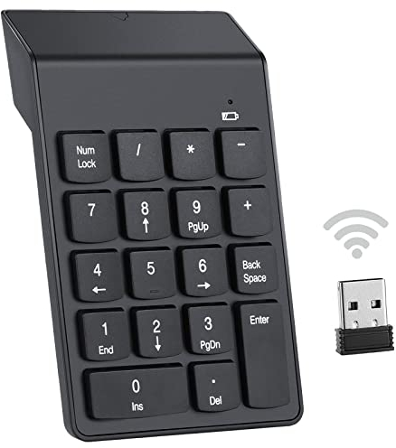 MZFANG Wireless Number Keypad Numeric Pad 18 Keys keyboard with 2.4G Mini USB Receiver Portable Slim Input Devices for Laptop Desktop Notebook PC Tablet Computer Windows System