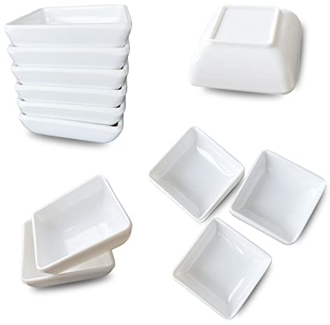 STOUCLA Cuencos cuadrados para salsas, cuencos aperitivos,platos postre,platos pequeños,12 unidades, para aperitivos, sushi, salsas de soja, especias, guarniciones, frutas y aperitivos
