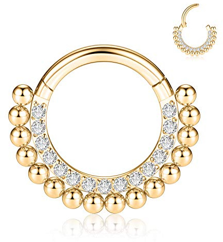 AROWRO Piercing nasal 16 G pour septum, septum, daith, cartilage, conque, hélix, tragus, opale, bijoux en acier chirurgical 316L, Acier inoxydable