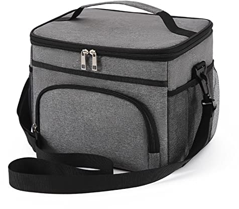 HOMHOLDON 15L Lunchtasche für Damen und Herren, auslaufsicher, isolierte Lunchbox, Kühltasche mit verstellbarem Schultergurt, wiederverwendbare Lunch-Taschen für Arbeit,Picknick,Camping(Grau)