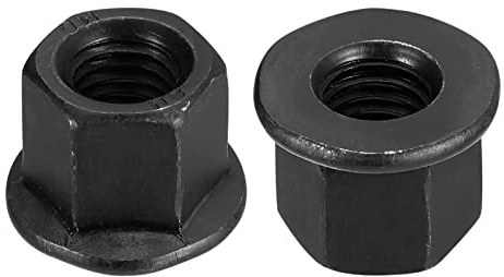 QUARKZMAN M12 Brida Hexagonal Tuercas de Bloqueo, 2uds Grado 10.9 Carbono Acero Negro Óxido Acabado Hex Brida Tuercas para Maquinaria