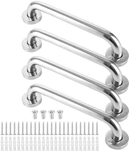 WOPPLXY 4 Stck Haltegriffe fr Senioren, 30cm Haltegriff Dusche, WC, Schritte aus Edelstahl, Silber, Poliert oder Gebrstet
