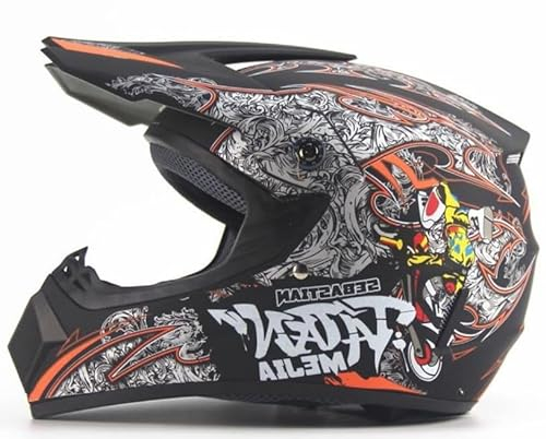 Kinder Crosshelm Mejia – Motorradhelm für Kinder, ABS-Schale, robuster Kinderhelm für Downhill, Quad und Motocross, matt Schwarz, Größe S, 53 – 54 cm