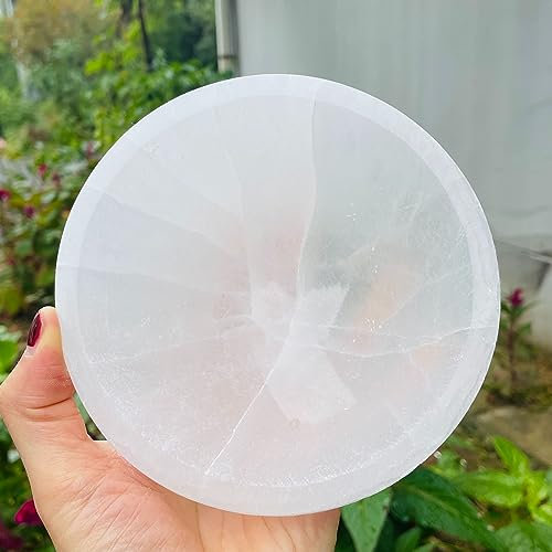 EFLAL Cuenco Grande de selenita Natural, Cuenco de Yeso Blanco, Piedras, Adornos artesanales Decorativos, 1 Uds. Piedra de Cristal