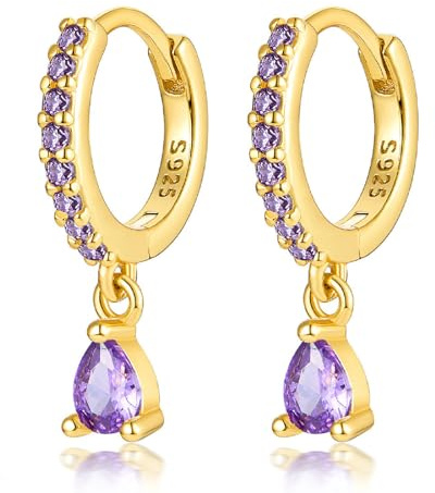 1 coppia di orecchini a cerchio in argento Sterling 925 ipoallergenici per ragazze e donne 12 mm, 12 mm, ottone, zircone cubico
