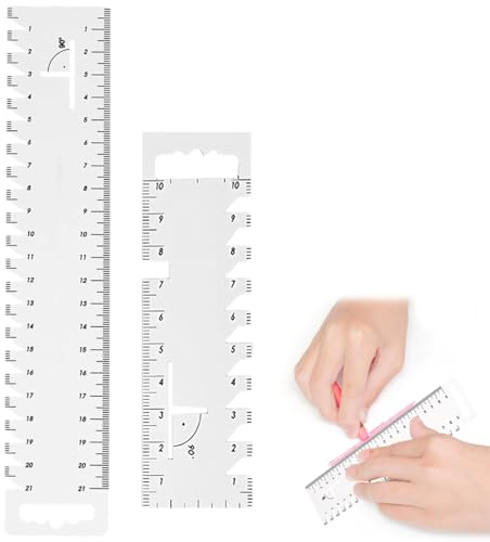 LuLiyLdJ Schneiderlineal,Nählineal,Handmaß Zum Nähen,Lineal Nähen,Handmaß Nähen,Handmaß,Patchwork Lineal,Kunststoffmaterial, 2 Stück