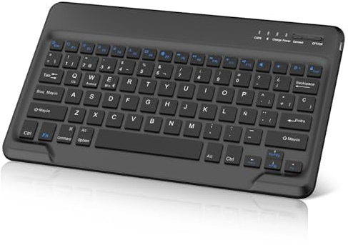 SENGBIRCH Teclado Bluetooth para Tablet Español Ñ, Ultra-Delgado Inalámbrico Teclado, Delgado y Ligero Keyboard para iPad, Android Samsung Tablet, Xiaomi Redmi Pad, Honor Pad, Lenovo Teblet, Negro