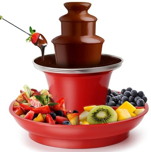 Chocolate Fountain Machine Commercial Stainless Steel Luxury - 3 Tier Electric Cheese Cascading Fondue Melts Cheese, Chocolate, Queso, Candy - Small