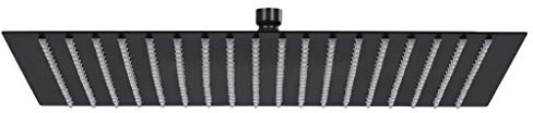 Hommdiy Regenbrause Anti-Kalk-Düsen Brausekopf Duschkopf Kopfbrause Regendusche Duschbrause Wand Decke Edelstahl,Schwarz,50 x 50 cm