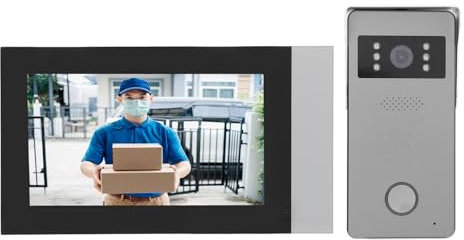 Sxhlseller Sonnette Vidéo – Système D'interphone Vidéo IP avec Moniteur de Caméra 2 MP, Conversation Bidirectionnelle, Sonnette Vidéo à écran Tactile de 7 Pouces, Haut-Parleur Microphone