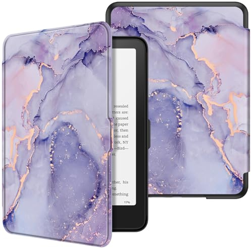 FINTIE Fodral Kompatibel med 7 tum Kindle Paperwhite(12:e Generationen) – 2024 och Kindle Colorsoft Signature Edition (1:a Generationen), Lätt Skyddsfodral med Automatisk Sömn/Väckning, Marmor lila