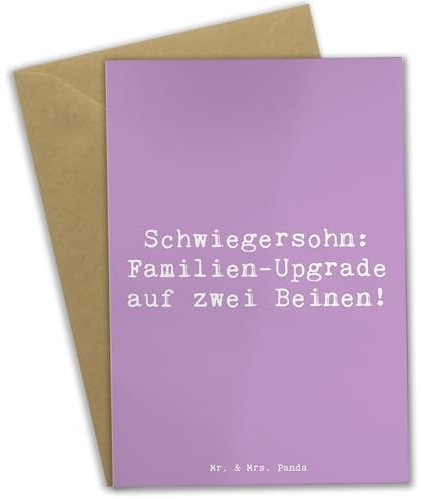 Mr. & Mrs. Panda Grußkarte Spruch Schwiegersohn Upgrade - Geschenk, einzigartige Designs, weihnachtskarten, osterkarten, einladungskarten, hochzeitskarten, Geschenke, Humor, Schwiegervater, Beziehung