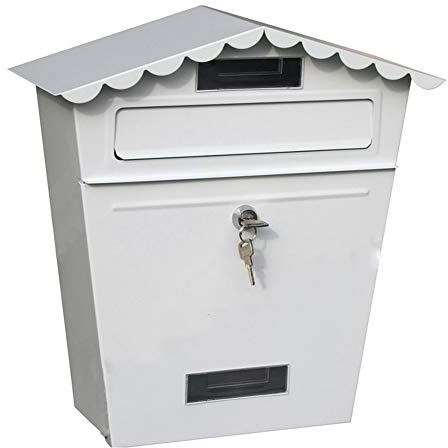 Letter Boxes for Outside Post Boxes Wall Mounted European Villa Home Wall-Mounted Outdoor Garden Waterproof Newspaper Box Simple American Country Field Letterbox, White