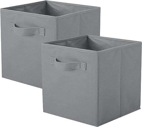 powerking Contenitori di stoccaggio, cubi pieghevoli di stoccaggio del tessuto e cassetto organizzatore di stoccaggio del panno per armadio e giocattoli di stoccaggio, 2 Pack (grigio)