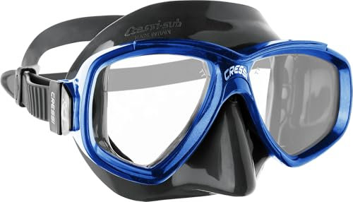 CRESSI Perla Mask Black/Blue-Maschera Singola Perla per Immersioni e Snorkeling, Nero/Blu, Taglia Unica