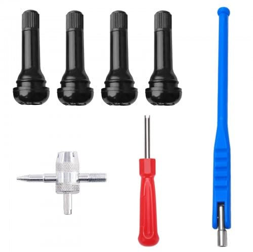 7 Pezzi Set Attrezzi per Valvole Pneumatici, Kit Riparazione Pneumatici con Smontavalvole e Chiave per Valvola, Compatibile con TR414, per Auto e Motorrad