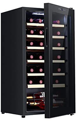 IUBGFTO Enfriador de vinos – Refrigerador Compacto Independiente para vinos – Enfriador de vinos con compresor, Puerta de Vidrio con Control Digital
