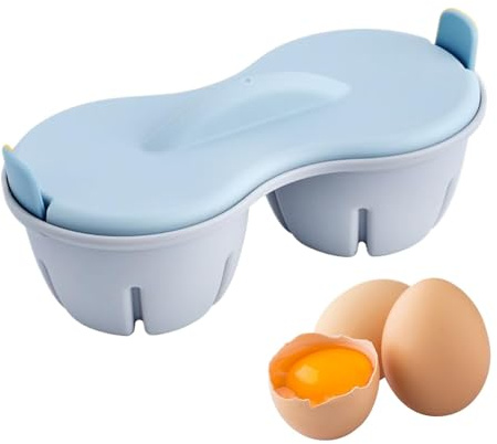 Caldera de huevos para microondas, olla de desayuno de 2 cavidades, máquina de huevos hervidos con tapa, accesorios de cocina, caldera de microondas para desayuno