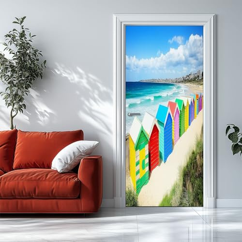 Adesivi per Porte 3D Costa Australiana 85x215cm Autoadesivo Carta Parati Porta Fotomurali Rimovibile Adesivo Porta, Soggiorno Cucina Cameretta Bagno Decorazione