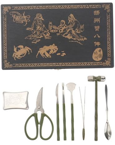 ULTECHNOVO 8pièces Ustensiles pour Fruits De Mer Casse-croûte pour Crabes Et Homards avec Boîte De Rangement Noir