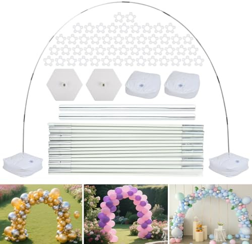 TMBMLPP Adjustable Balloon Arch Stand Kit, 3*2.2 m（W*H） Balloon Arch Stand Frame, Reusable Balloons Arch Kit, Balloons Arch with Fillable Base, for Birthday Party Wedding Xmas Graduations Decoration