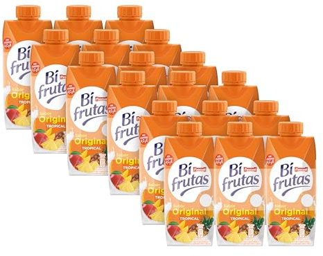 Bifrutas - Bebida Refrescante Sabor Original Tropical - Pack 18 x 330ml | Bebida Natural de Frutas, Refrescante y Energizante.