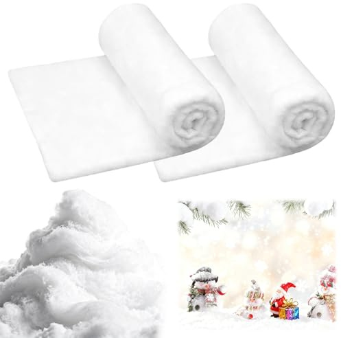 Uoxmiy 480 * 80cm Fake Snow Blanket Roll for Christmas Village Displays 2 Pack Covers 3.84 Square Metres Under Christmas Tree Soft White Blanket