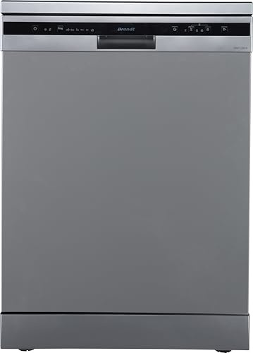 Brandt Lave-Vaisselle DWF3128DS - 12 Couverts - Classe D - 47 dB (Classe C) - 11 L/Cycle - 6 Programmes + Extra Séchage & Demi-Charge - 2 Paniers - Aquasafe - Ouverture Automatique Porte - Minuterie 1
