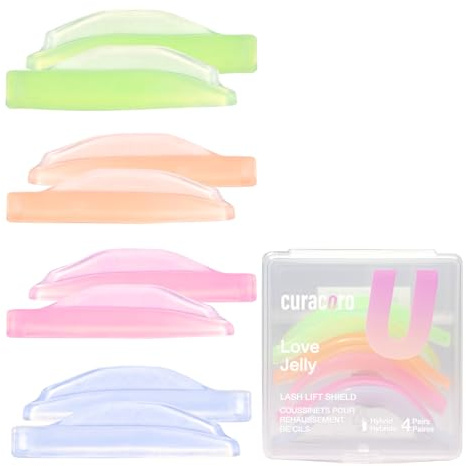 Curacoro Pads Rehaussement de Cils 8 pcs/4 Tailles Silicone Réutilisables | Pads Réutilisables de Rehaussement des Cils, Étirement & Recourbement, Permanente & Laminage