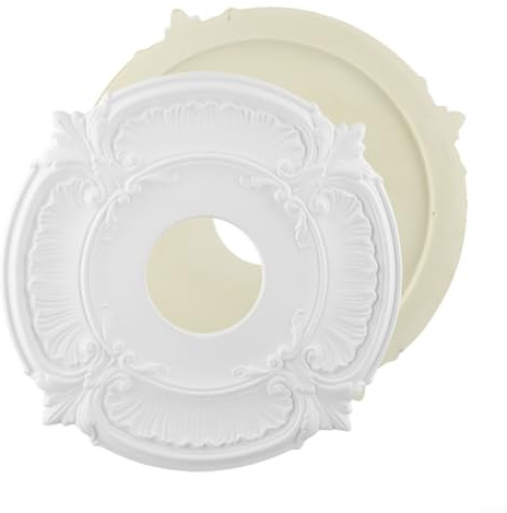ComfyHarbor Lot de 2 médaillons ronds de 30,5 cm en polyuréthane avec motif sculpté européen pour ventilateur de plafond et luminaires, pour cacher les trous de câblage et les fissures dans les