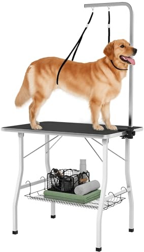 PawHut Table de Toilettage pour Chien Pliante 90x60x76cm Stable Noir