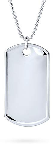 Bling Jewelry Personalisierte Traditionelle Herren X-Large Army Military Dog Tag Anhänger Halskette Für Männer Teens .925 Sterling Silber Lange Bead Ball Kette 24 Zoll Anpassbar