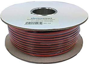 electrosmart 100m Red/Black 2 x 0.50mm Speaker Cable Ideal for Car Audio & Home HiFi | Colour: Red / Black