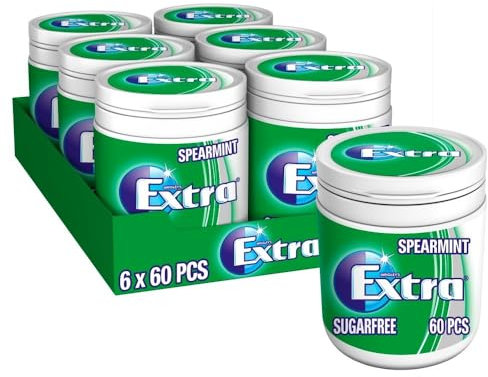 Wrigley's Extra Spearmint Sugarfree Gum 60 Pieces (Pack of 6)
