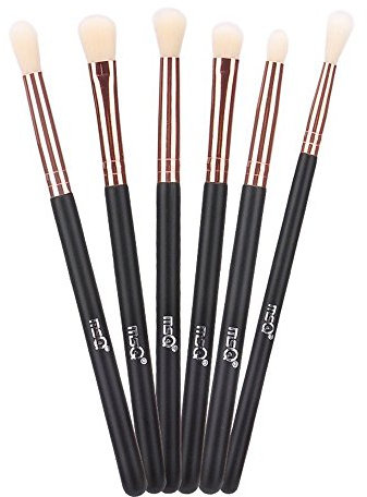 MSQ 6pcs Eyeshadow Brushes Eye Makeup Brushes Set Synthetic Hairs, Wooden Handle for Eyeshadow, Blending, Concealer Rose Gold