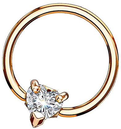 Piersando BCR Piercing Klemmring Kristall Herz für Septum Tragus Helix Ohr Nase Lippe Brust Intim