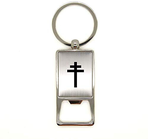 Porte clé en métal alu brossé Croix Lorraine décapsuleur gravure laser