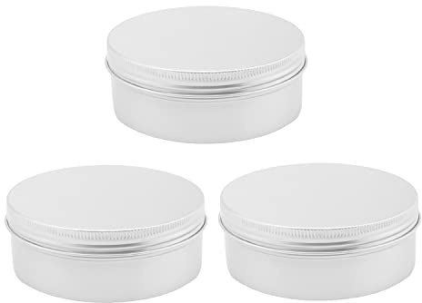 Othmro 200ml Aluminium Tin Jars, 3pcs Round Metal Tins Empty Storage Containers, Makeup Storage Can Candles Jars Tins with Lid for DIY Crafts Travel Storage Silver (200ml/6.8oz)