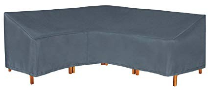Hentex Cover Loungemöbel Abdeckhaube für L-Form Sofas，Wasserdichtes Atmungsaktives TPU Gewebe Abdeckhaube für Gartenmöbel ，Wasserdicht Schutz vor Wind UV schützende (Grau (210 * 270 * 85W*90H/65H cm)