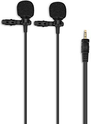 VIDOO Double Head Live Interview Microphone With 3.5mm Plug 1.5m Cable For DJI OSMO Pocket Gimbal Android iOS Smartphone