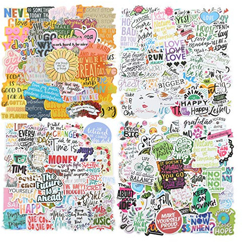 Motivational Quote Stickers, Positive Affirmation Stickers 200Pcs Waterproof Vinyl Stickers for Water Bottle Laptops Computers Vision Board for Women Adults Students Teachers Teens