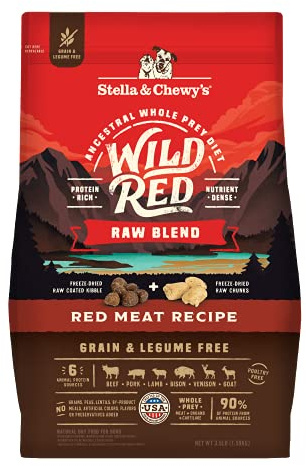 Stella & Chewy's Wild Red Dry Dog Food Raw Blend High Protein Grain & Legume Free Red Meat Recipe, 3.5 lb. Bag