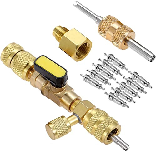 Hsthe Sea Outil d'installation de Valve R410A R22 avec Double Port SAE 1/4 et 5/16 pour système de climatisation R404A R407C R134A R12 R32