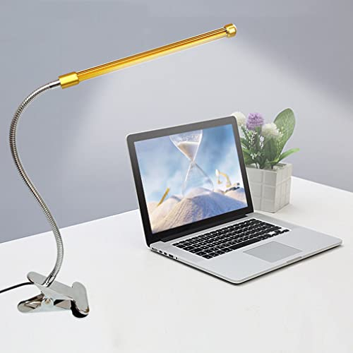 sxysxysxy LED-Leselampe Klemmleuchte Schwanenhals Flexibles Klemmlicht Kaltweiß/warmes Licht USB Klemmlampe Augenpflege Schreibtischlampe Büro Tischlampe Für Buch Schlafzimmer Bett,Gold