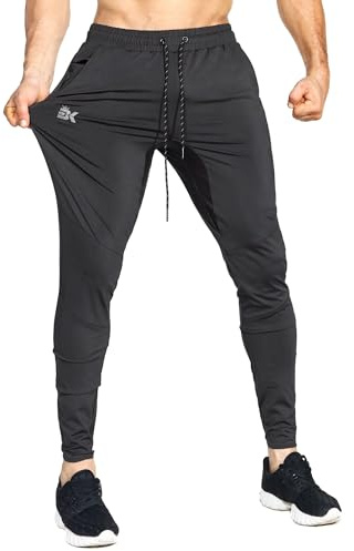 BROKIG Leichte Sporthose Herren Lang Slim Fit Trainingshose | Fitness Jogginghose Herren Polyester Jogger Herren, Sport Hose Herren Laufhose Sweatpants mit Reißverschlusstasche