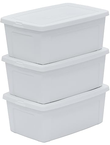 Iris Ohyama Vielseitige Aufbewahrungsboxen, 11L, 3er-Set, Weiß, Deckel leicht schließbar, Stapelbar, Robustes Plastik, Für Schrank, Regale, Klassenzimmer, Organisation, Kunstbedarf, Schuhe, MCB-11