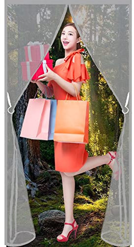 Fliegenvorhang Terrassentür 120 x 210 cm Protection Against Mosquitoes Fliegengitter Schiebetür Vorhang Kinderleichte Klebemontage für Balkontür und Terrassentür, Grau