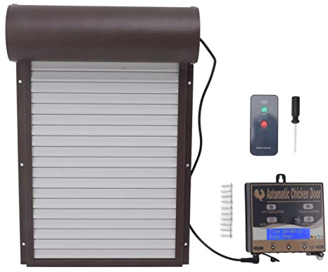 Automatische Hühnerstalltür, Batteriebetriebener Automatischer Hühnertüröffner aus Aluminium mit Timer, Programmierbarem Lichtsensor und Fernbedienung, LCD-Bildschirm, (Braun)