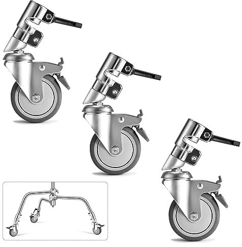 Soonpho 3 Stück Stativrollen C Stand Rollen für Stativ Wheels Stativ Wheels C Ständer Professional Lenkrollen mit 85mm Durchmesser Haltbare Metallkonstruktion für Stativbeine mit 25mm für C Stand
